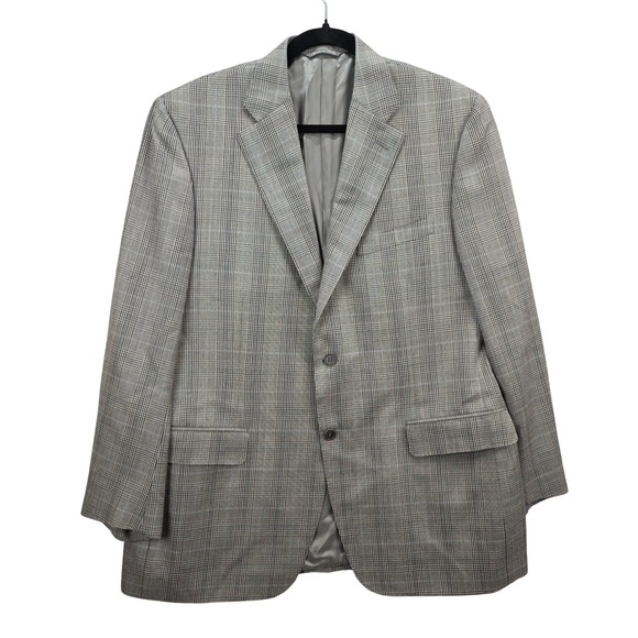 Canali Mens Plaid Wool Silk Blazer Sport Coat Made in Italy Italian 54R US 44R